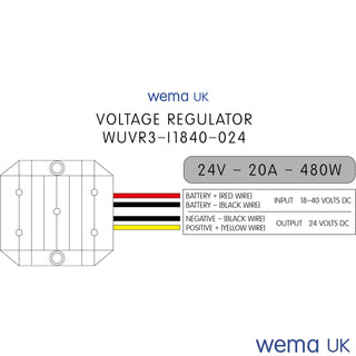 Voltage regulator diagram with wiring instructions for 24V DC voltage regulation