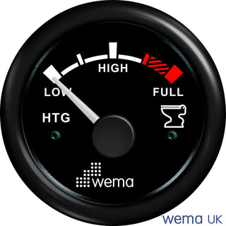 Circular gauge showing fuel level indicator for a Holding Tank Level Gauge