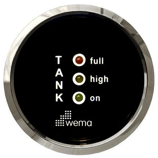Circular gauge for LED 3-Light Gauge displaying tank levels with S3-H sender