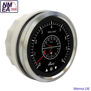 Tachometer gauge showing RPM and temperature on a Multi-function Touchscreen Gauge