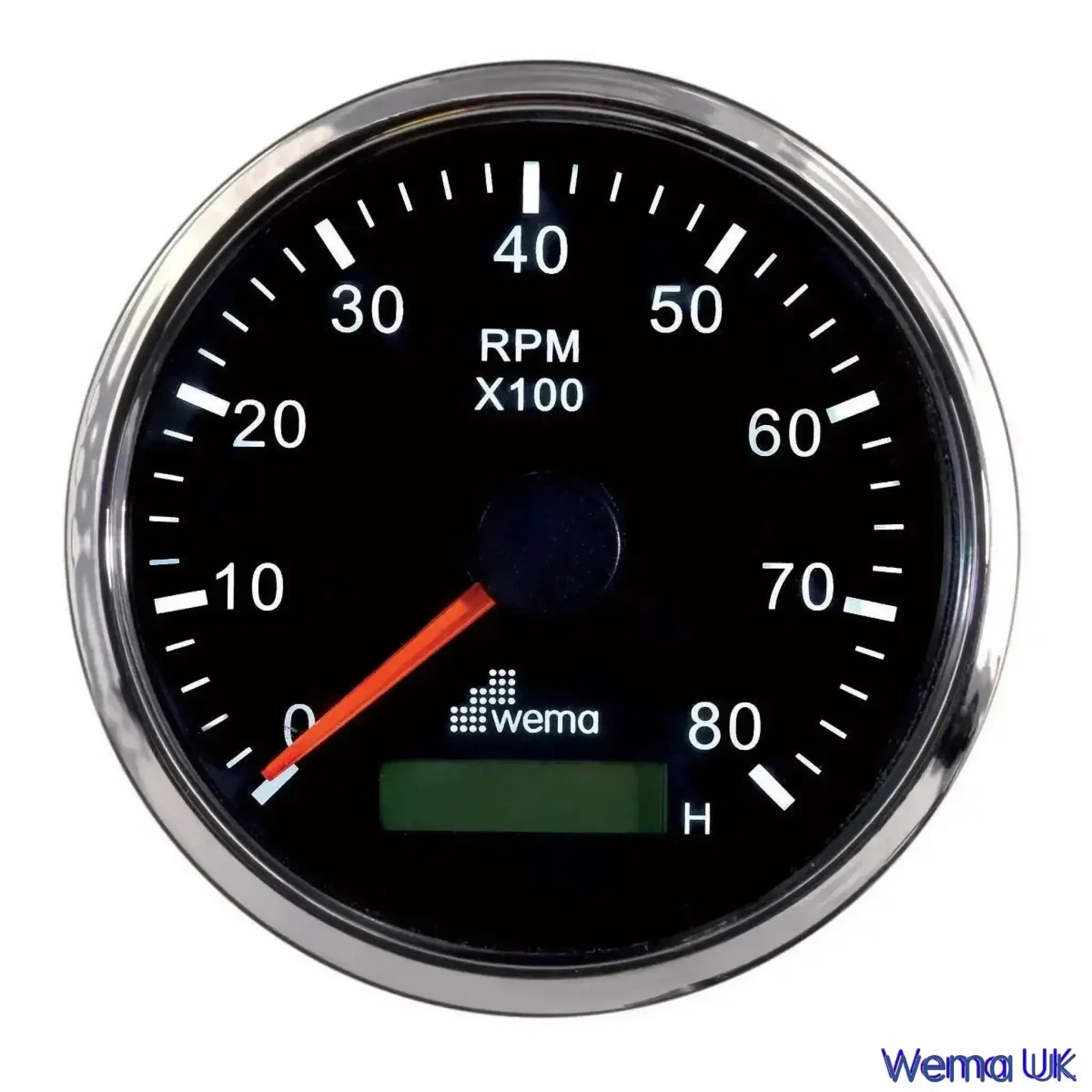 Tachometer with Hourmeter - 8k / Black / Stainless