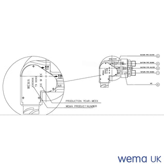 Technical schematic of TX Fuel Sender with detailed annotations for Wema TX Senders