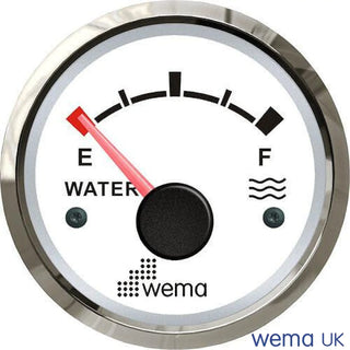 Water Level Gauge - White / Stainless / European (0-190ohms)