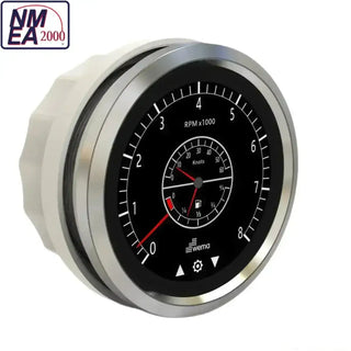 Tachometer gauge showing RPM and temperature on a Multi-function Touchscreen Gauge