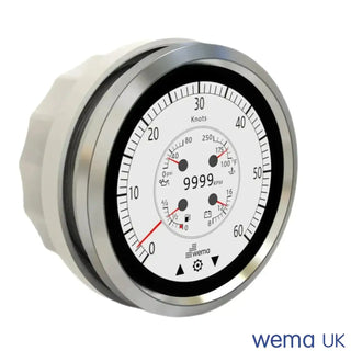 White and black Multi-function Touchscreen Gauge with red needle for oil pressure measurement