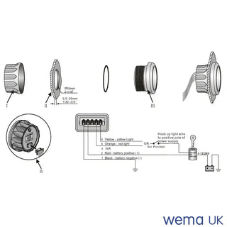 Technical wiring diagram for the Wema Analogue Voltmeter Gauge