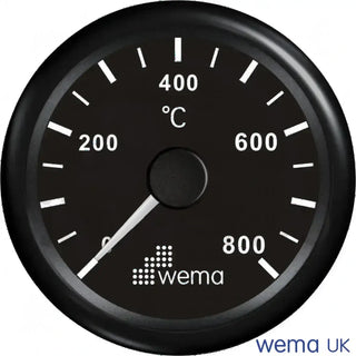 Exhaust temperature gauge showing temperature range from 0 to 800 degrees Celsius