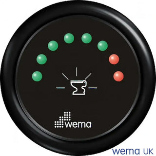 Circular LED Level Gauge with bright LEDs indicating water tank level and toilet icon