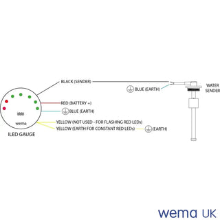 Wiring diagram for LED Level Gauge with Wema sender and bright LEDs connection