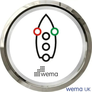 Wema Navigation Light Gauge with white face and chrome bezel and red and green navigation indicators