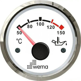 Wema Oil Temperature Gauge with circular scale from 50°C to 150°C for engine oil temperature