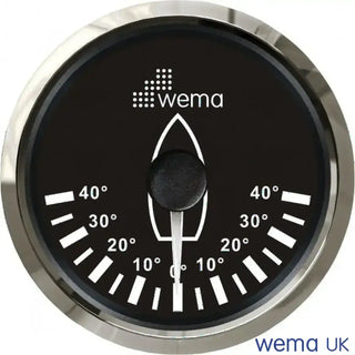 Rudder Indicator Gauge - ROD-5 with black face and white markings for analogue rudder position