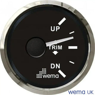 Circular Trim Tab Position Gauge with UP, TRIM, DN indicators and Wema logo