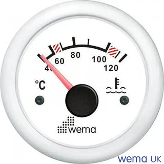 Wema Water Temperature Gauge displaying coolant temperature readings in Celsius