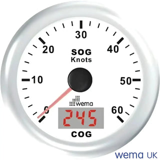 Nautical speedometer gauge displaying speed over ground on Wema Analogue GPS Speedometer