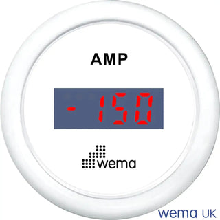Digital ammeter gauge displaying -150 amps from Wema, part of a heavy-duty ammeter sensor kit