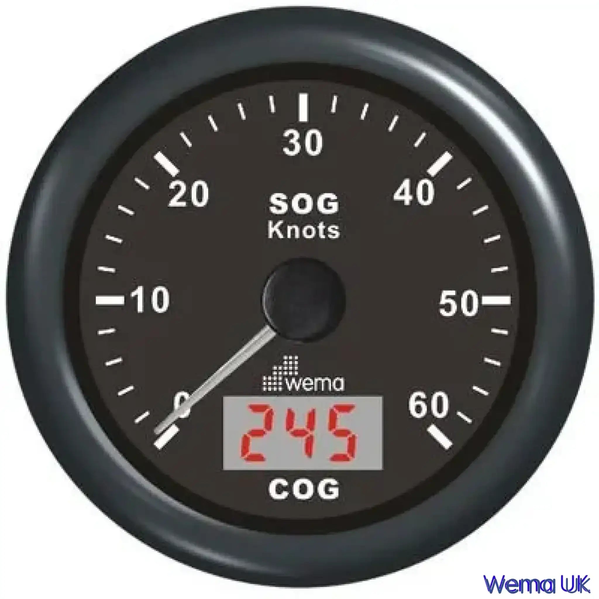 Analogue GPS Speedometer - Black / 60 Knots