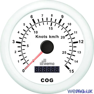 Circular speedometer gauge with knots and km/h readout on Analogue GPS Speedometer