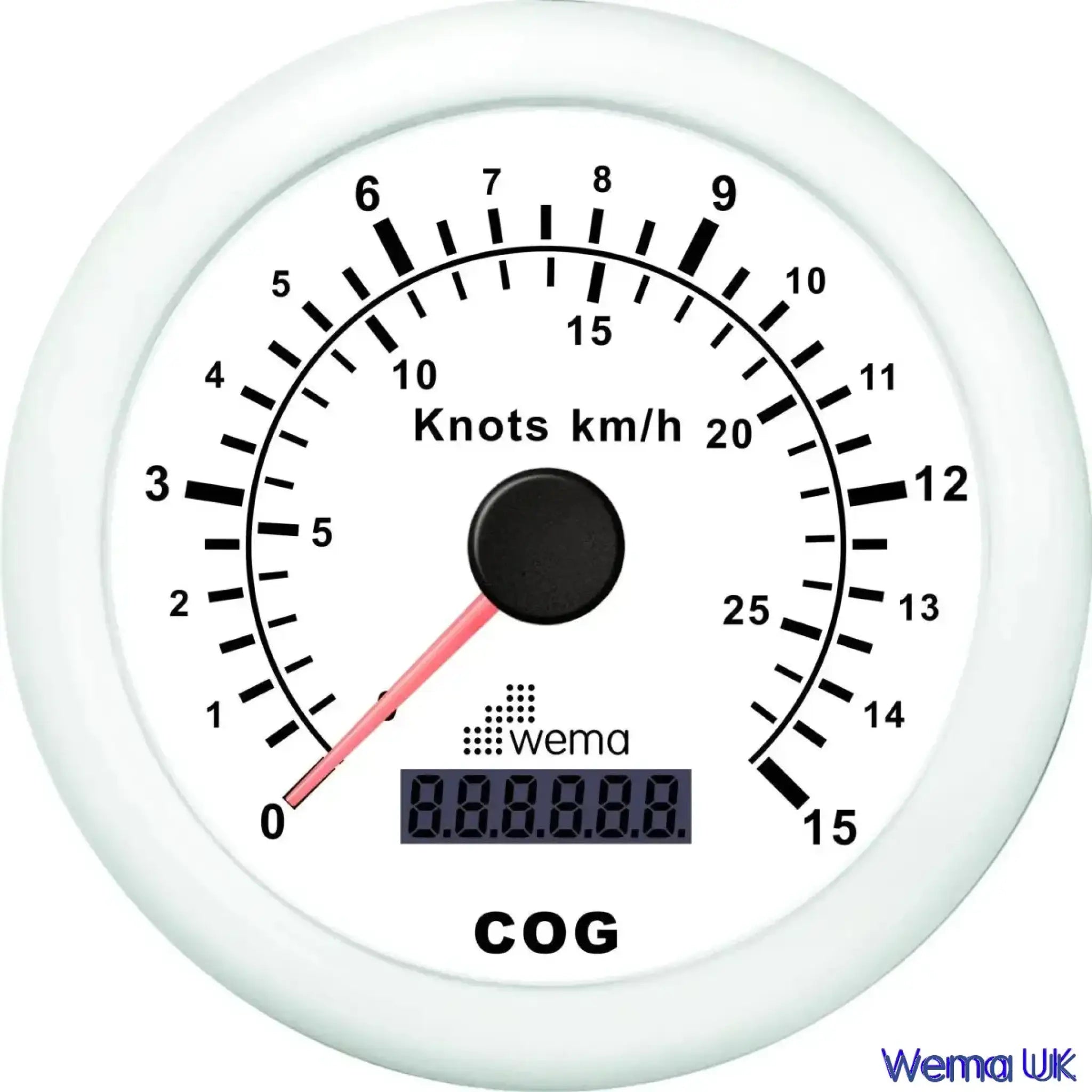 Analogue GPS Speedometer - White / 15 Knots