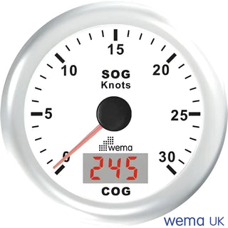 Nautical gauge displays speed over ground in knots from Wema Analogue GPS Speedometer
