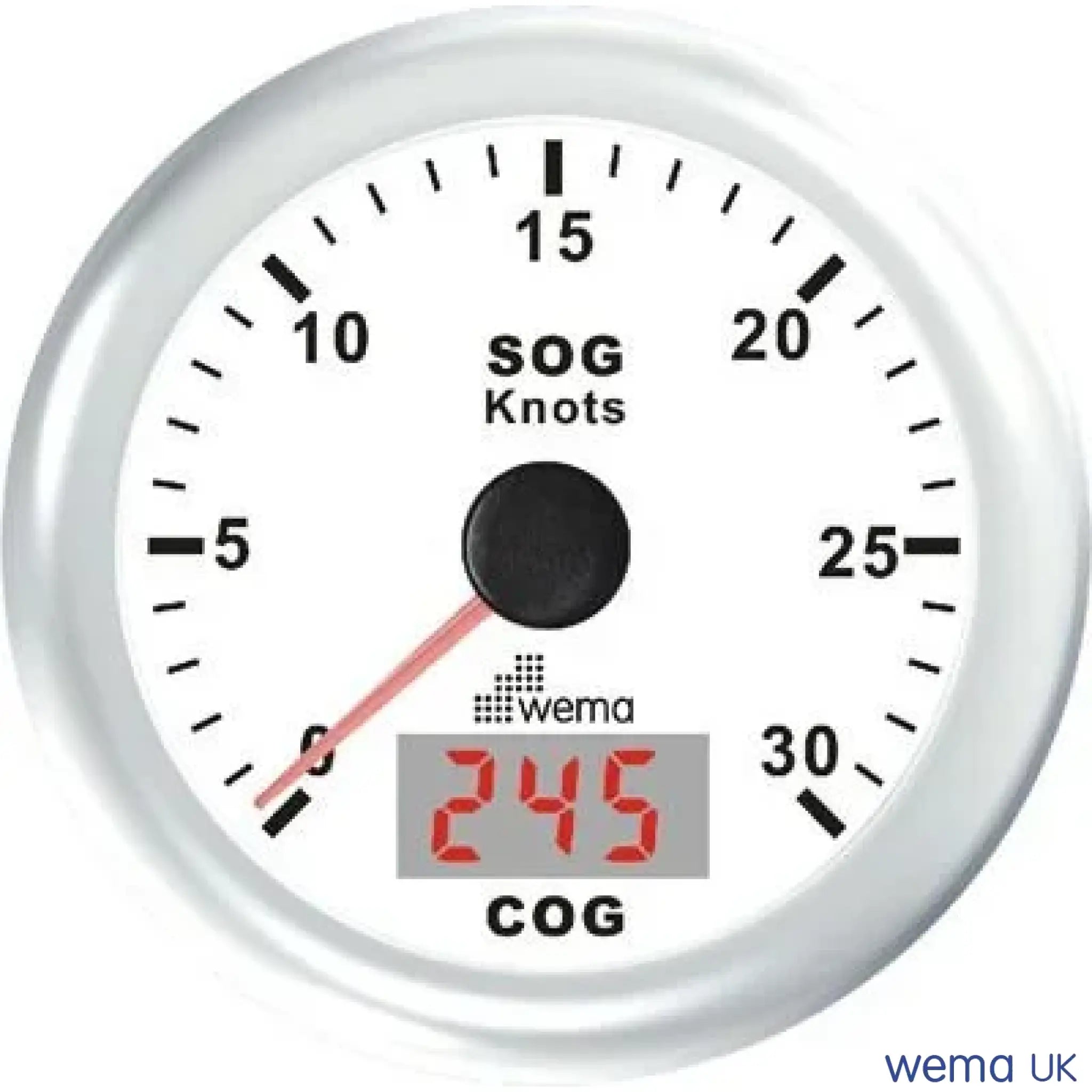 Analogue GPS Speedometer - White / 30 Knots