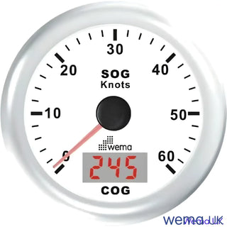 Nautical speedometer gauge displaying speed over ground on Wema Analogue GPS Speedometer