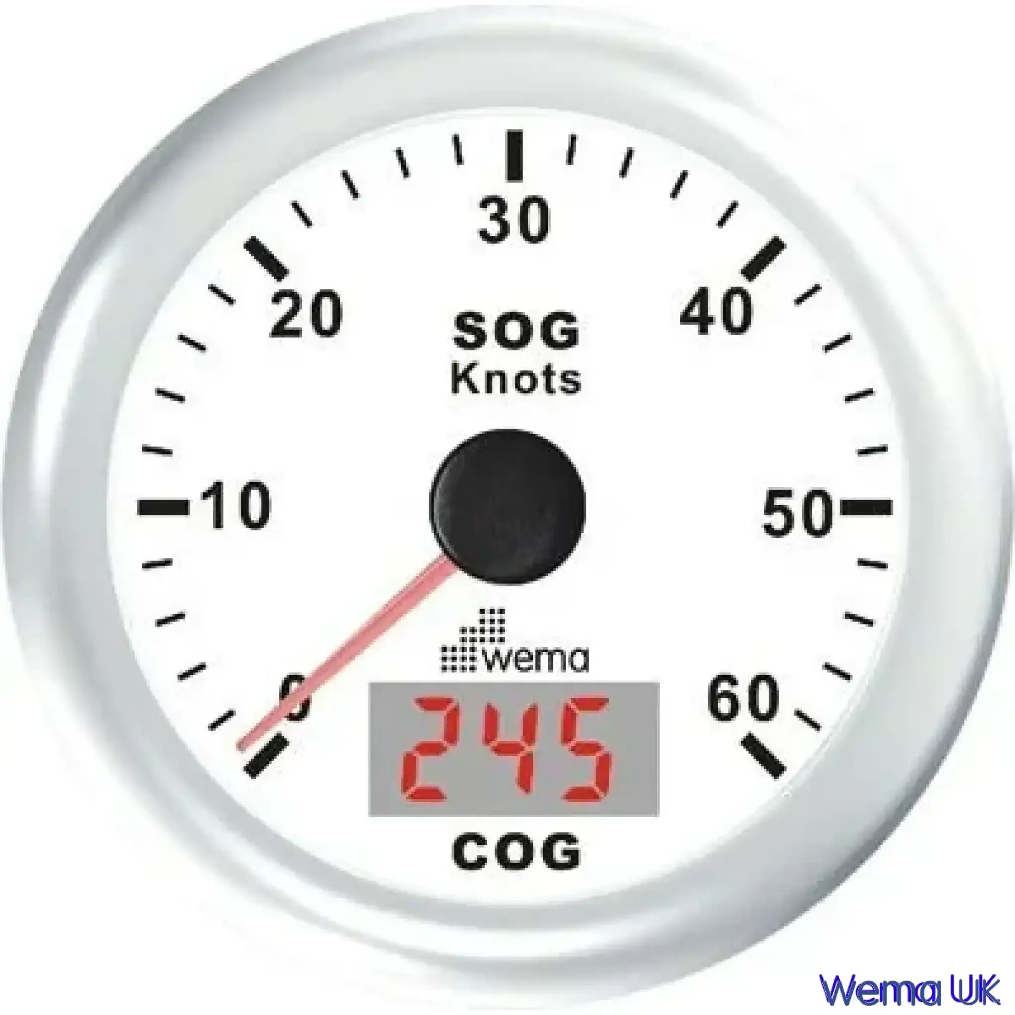 Analogue GPS Speedometer - White / 60 Knots
