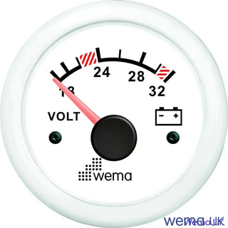 Analogue Voltmeter Gauge displaying 16 to 32 volts for monitoring 24v circuits