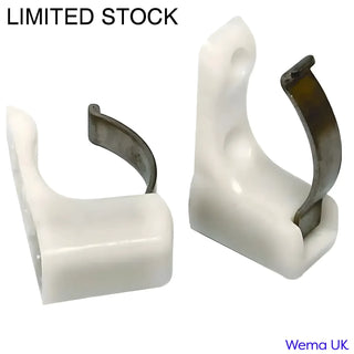 Plastic pipe clips in white for secure Boat Hook Bracket installation