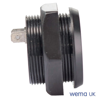 Electrical connector for Wema Dashboard Alarm, featuring threaded exterior and metal prong