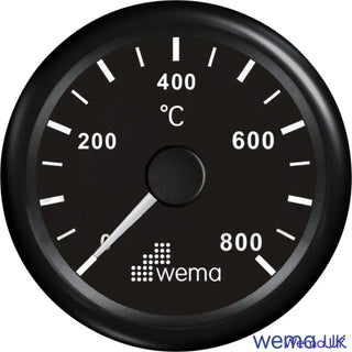 Exhaust temperature gauge showing temperature range from 0 to 800 degrees Celsius