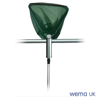 Triangular green fishing net with metal handle for use with Wema Fishing Rod