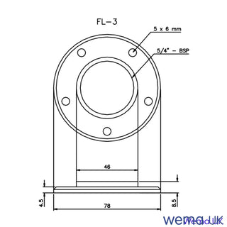 Technical drawing of FL-3 Tank Fitting Flange with dimensions for S3H holding tank
