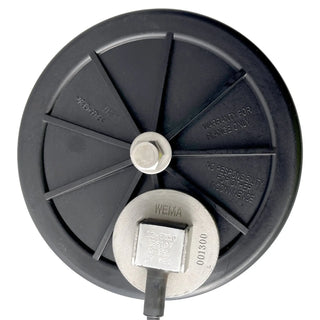 Circular black plastic lid of the Wema FLB-1 Inspection Hatch with sender fitting