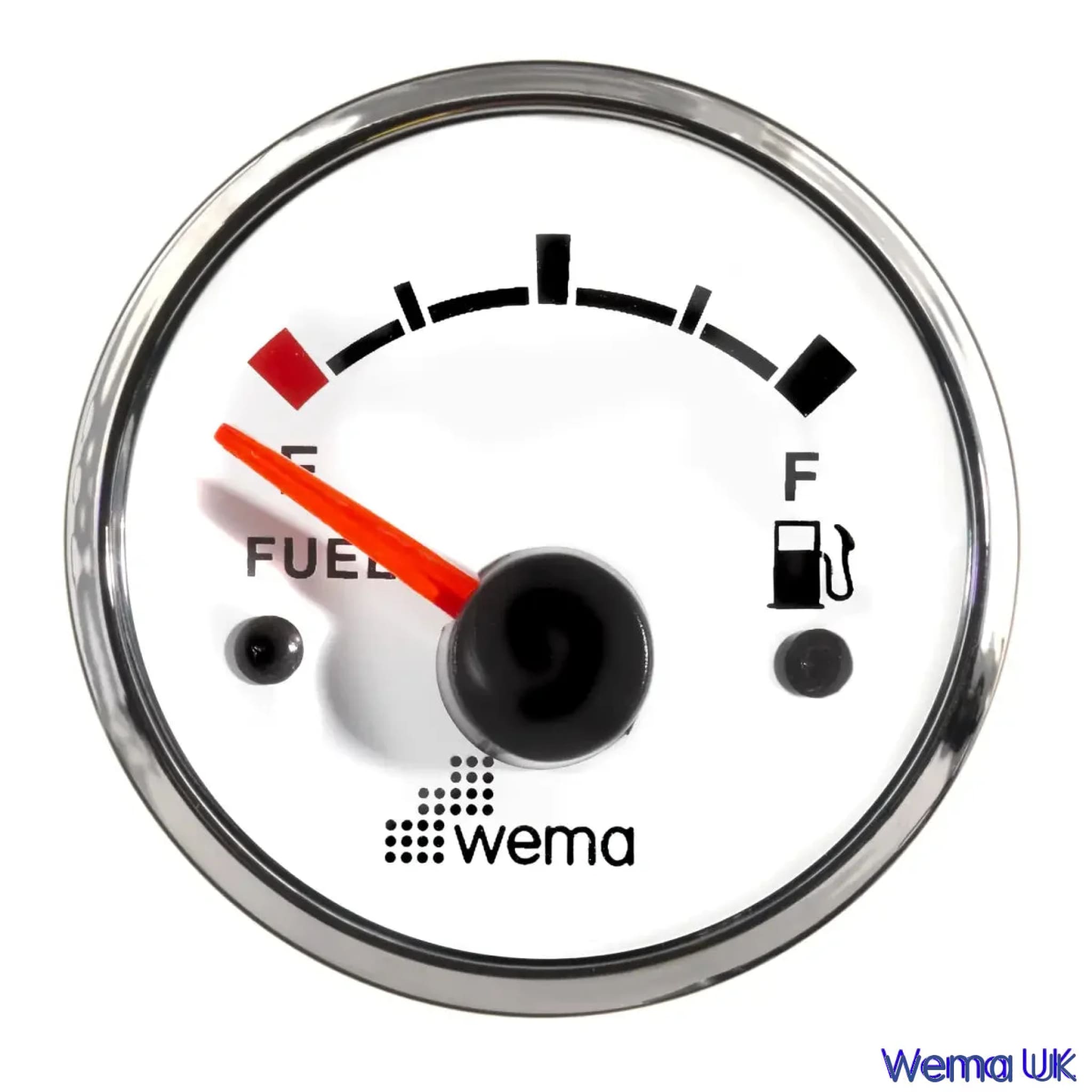 Fuel Level Gauge - White / Stainless / European (0-190ohms)