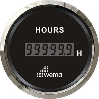 Digital Hour Meter Gauge with Chrome Bezel for Reliable 24V Circuits Displaying 999999 Hours