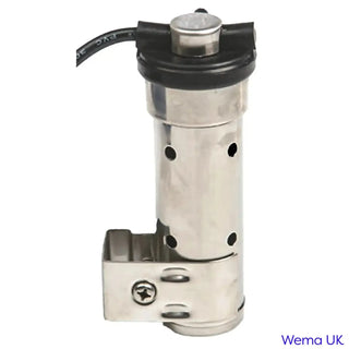 Stainless steel Leakage Alarm Sender with holes and a black top component for leaks