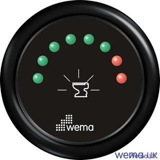 Circular LED Level Gauge with bright LEDs indicating water tank level and toilet icon