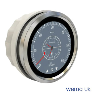 Analog tachometer and speedometer on Multi-Function Touchscreen Gauge for Wema NMEA2000