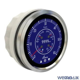 Close up of a Multi-function Touchscreen Gauge measuring oil pressure with Wema NMEA2000