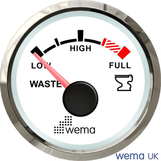Circular gauge displaying waste tank levels on NMEA2000 - 52mm Gauges system