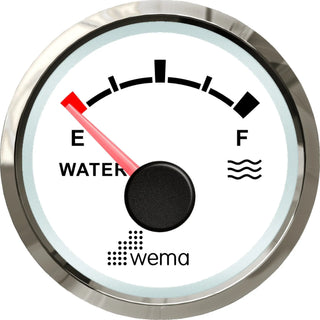 Water level gauge with white face and silver rim for NMEA2000 - 52mm gauges