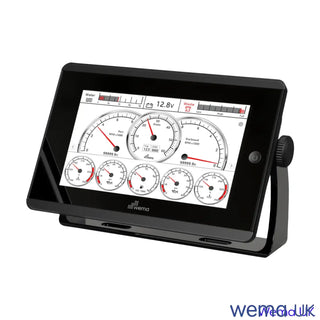 Marine instrument display showcasing gauges on a Colour TFT Touchscreen Multi Function Display