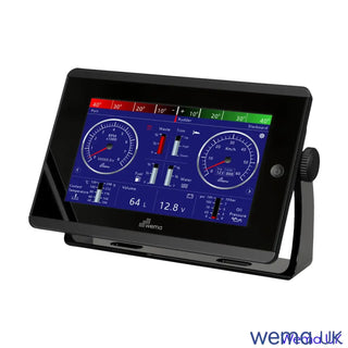 Marine navigation display with digital gauges on Wema NMEA2000 7 inch Multi Function Display