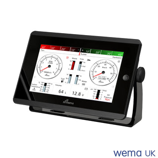 Marine instrument display with gauges and readouts on colour TFT touchscreen NMEA2000 Multi Function Display