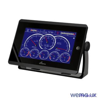 Marine instrument display showcasing Wema NMEA2000 7’’ Colour TFT Touchscreen Multi Function Display