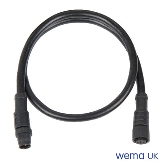 Black NMEA2000 drop cable with micro connectors and AWG power conductors for reliable connectivity