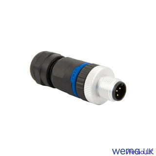 Cylindrical NMEA2000 Field Connector with black, blue, and white segments for custom length NMEA2000 cables