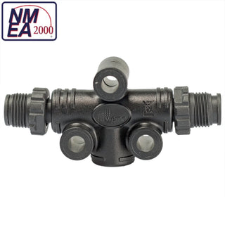 Multi-port plumbing fitting for NMEA2000 network, ideal gender change connector for boat owners