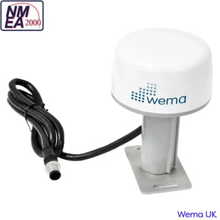 White waterproof GPS antenna with cable for NMEA2000, featuring micro male connection